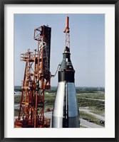 Framed Unmanned Mercury-Atlas Capsule sits Stop its Atlas Launch Vehicle