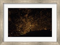 Framed Nighttime image of Portugal Showing City Lights of Porto and Vila de Gaia