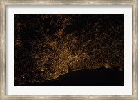 Framed Nighttime image of Portugal Showing City Lights of Porto and Vila de Gaia
