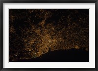 Framed Nighttime image of Portugal Showing City Lights of Porto and Vila de Gaia