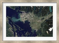 Framed Satellite view of the Frasier River, British Columbia, Canada