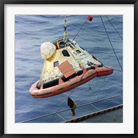 Framed Apollo 8 Capsule Being Hoisted Aboard the Recovery Carrier