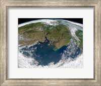 Framed Satellite View of the Ob and Yenisei rivers as They carry Sediments into the Kara Sea