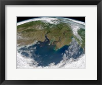 Framed Satellite View of the Ob and Yenisei rivers as They carry Sediments into the Kara Sea