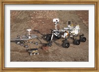Framed Three Generations of Mars Rovers