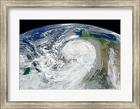 Framed Satellite View of Hurricane Sandy Along the East Coast of the United States