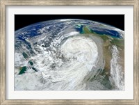Framed Satellite View of Hurricane Sandy Along the East Coast of the United States