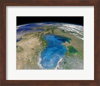 Framed Satellite view of Swirling Blue Phytoplankton Bloom in the Black Sea