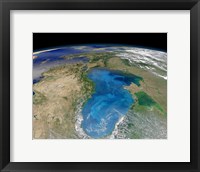 Framed Satellite view of Swirling Blue Phytoplankton Bloom in the Black Sea
