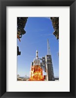 Framed Delta IV Heavy Launch Vehicle launches from Vandenberg Air Force Base