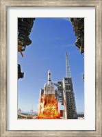Framed Delta IV Heavy Launch Vehicle launches from Vandenberg Air Force Base