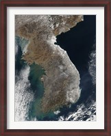 Framed Satellite View of Snowfall Along South Korea's East Coast