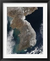Framed Satellite View of Snowfall Along South Korea's East Coast
