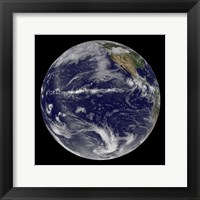 Framed Satellite Image of Earth Centered Over the Pacific Ocean