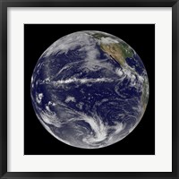Framed Satellite Image of Earth Centered Over the Pacific Ocean