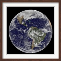 Framed Full Earth of North America and South America