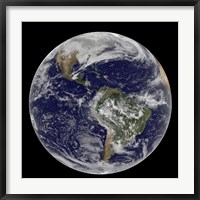 Framed Full Earth of North America and South America