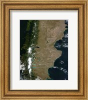 Framed Satellite View of the Patagonia Region in South America