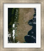 Framed Satellite View of the Patagonia Region in South America
