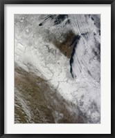 Framed Satellite View of Snow and Cold Across the Midwestern United States