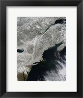 Framed Satellite View of Snow in the Northeastern United States