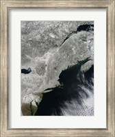 Framed Satellite View of Snow in the Northeastern United States