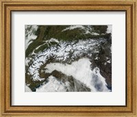 Framed Satellite Image of The Alps Mountain Range