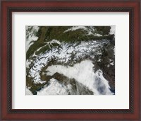 Framed Satellite Image of The Alps Mountain Range