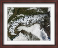Framed Satellite Image of The Alps Mountain Range