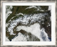 Framed Satellite Image of The Alps Mountain Range