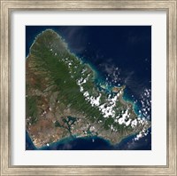 Framed Satellite view of Honolulu, Oahu, Hawaii