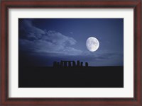 Framed Composite of the Moon over Stonehenge, Wiltshire, England