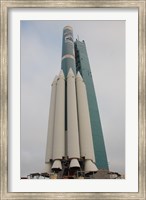 Framed Delta II Rocket with Several Solid Rocket Motors Attached