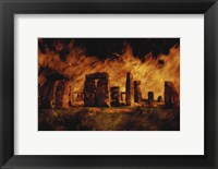 Framed Composite Image of Stonehenge and Fire