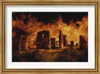 Framed Composite Image of Stonehenge and Fire