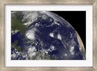 Framed Satellite View of Hurricane Irene Moving Through the Bahamas