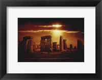 Framed Composite of a Sunset over Stonehenge, Wiltshire, England