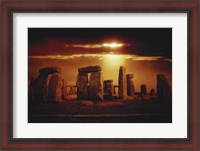 Framed Composite of a Sunset over Stonehenge, Wiltshire, England