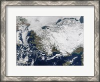 Framed Satellite view of the Republic of Turkey covered by Snow