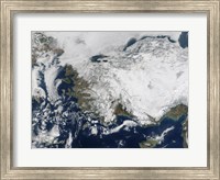 Framed Satellite view of the Republic of Turkey covered by Snow