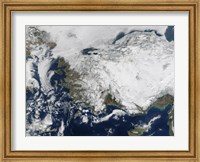 Framed Satellite view of the Republic of Turkey covered by Snow