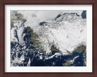 Framed Satellite view of the Republic of Turkey covered by Snow