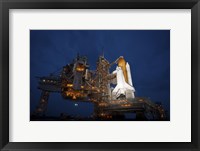 Framed Night view of Space Shuttle Atlantis on the Launch pad at Kennedy Space Center, Florida