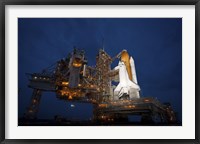 Framed Night view of Space Shuttle Atlantis on the Launch pad at Kennedy Space Center, Florida