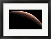 Framed Illustration Depicting Part of Mars at the Boundary between Darkness and Daylight
