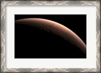 Framed Illustration Depicting Part of Mars at the Boundary between Darkness and Daylight