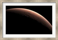 Framed Illustration Depicting Part of Mars at the Boundary between Darkness and Daylight