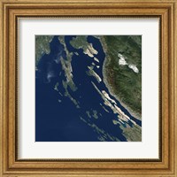 Framed Satellite view of the Croatian Islands in the Adriatic Sea