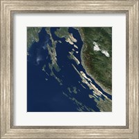 Framed Satellite view of the Croatian Islands in the Adriatic Sea