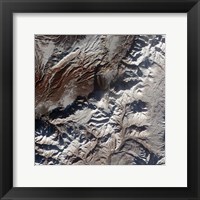 Framed Satellite Image of Russia's Kizimen Volcano